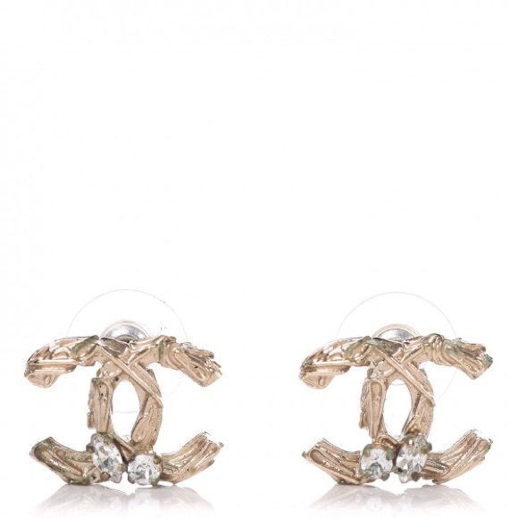 Authentic - Light Gold CHANEL Crystal Twisted CC - Picture 2 of 6